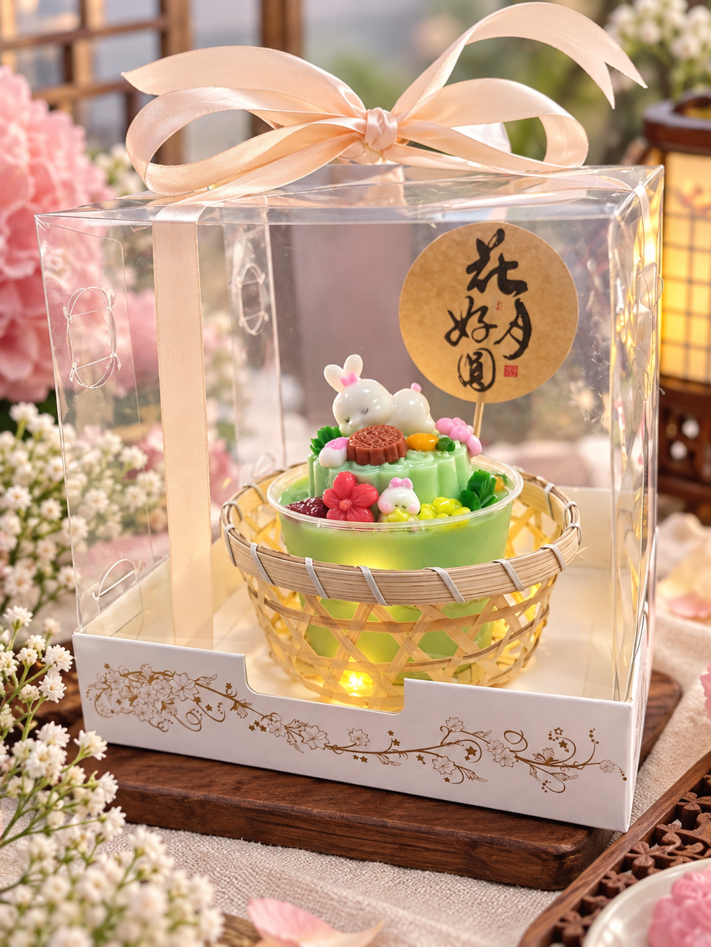 玉兔团圆篮 · 中秋燕菜蛋糕
Moon Bunny Reunion Jelly Cake