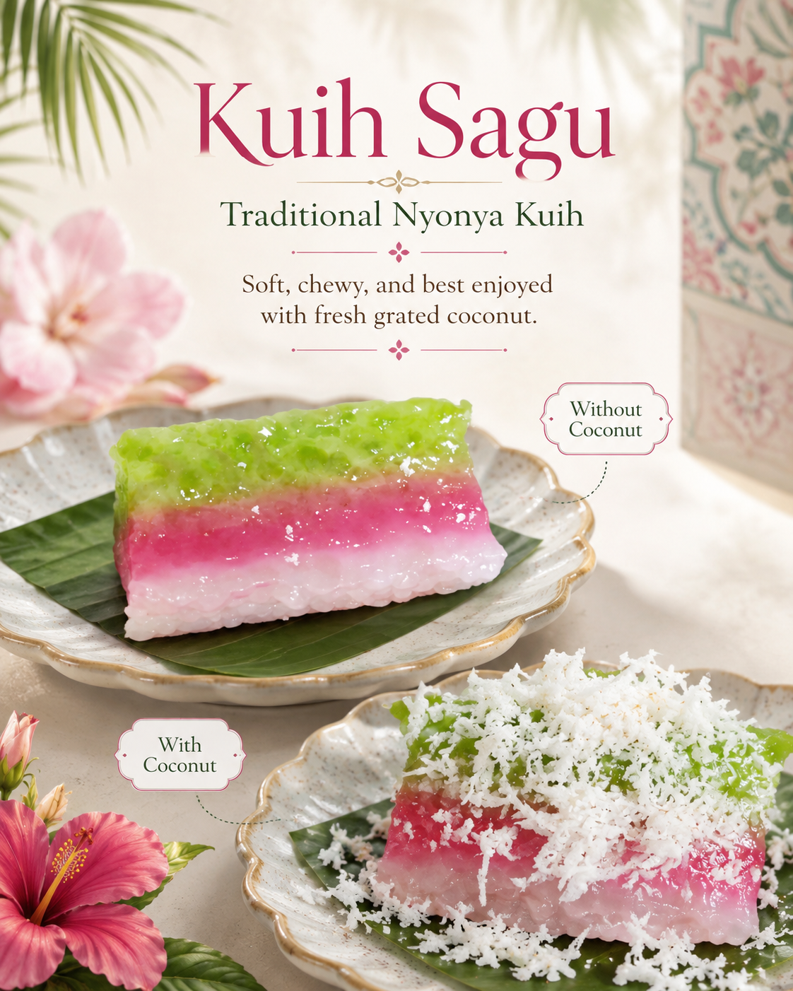 Kuih Sagu with Fresh Grated Coconut