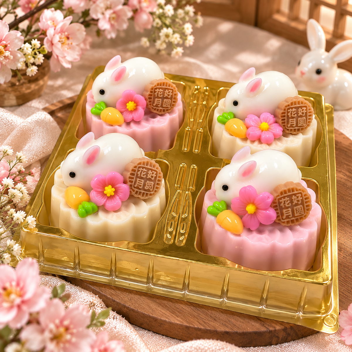 花好月圆 · 玉兔燕菜月饼
Blooming Moon Bunny Jelly Mooncake
