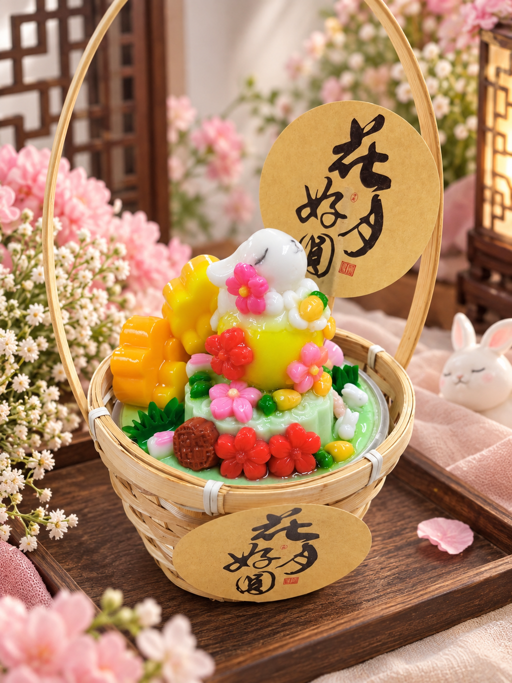玉兔团圆篮 · 中秋燕菜蛋糕
Moon Bunny Reunion Jelly Cake