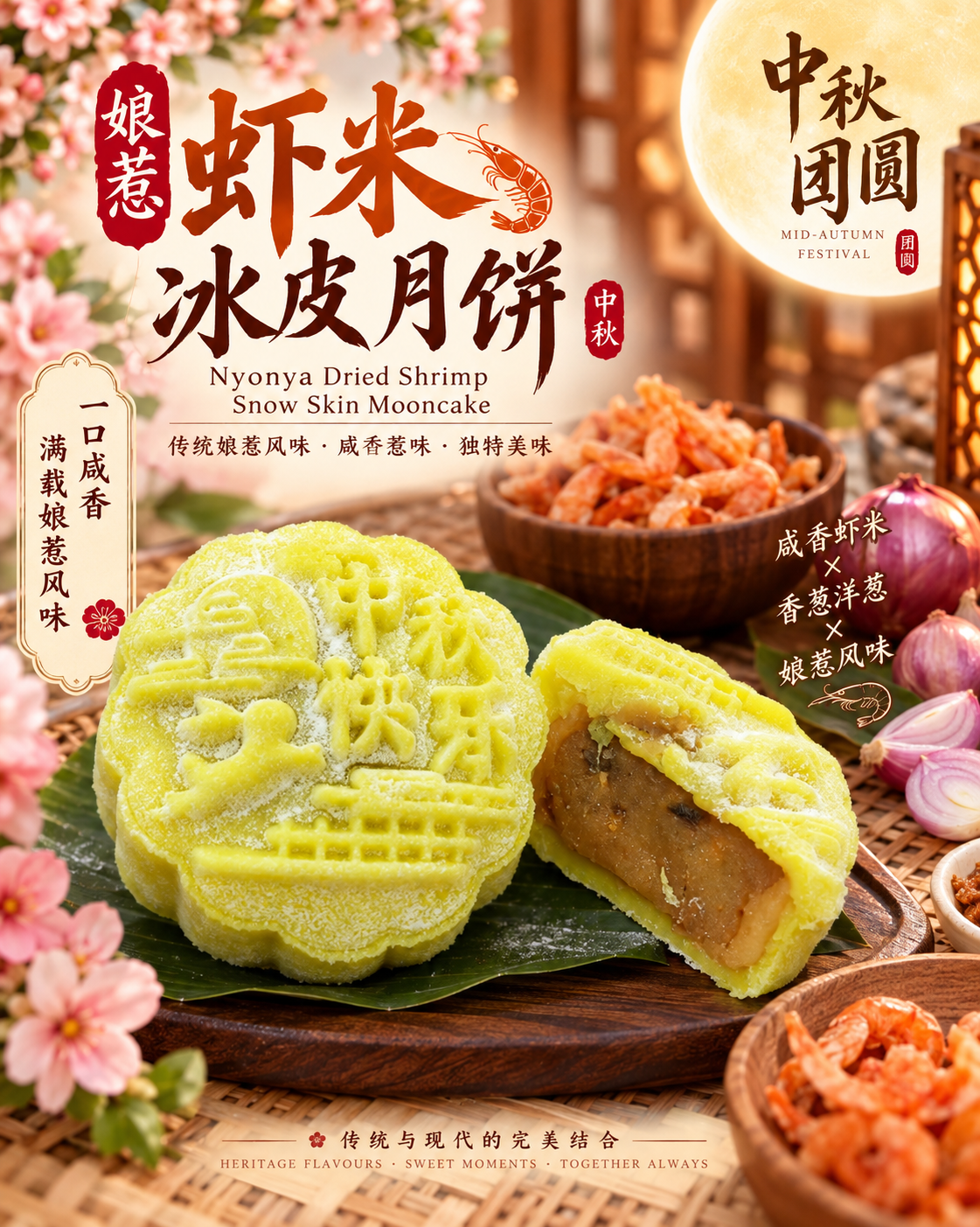 Nyonya Dried Shrimp Snow Skin Mooncake 娘惹虾米冰皮月饼(4pcs)