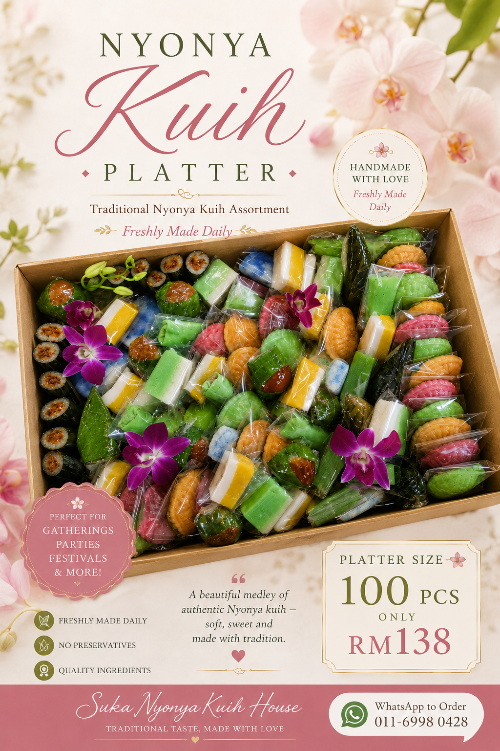 Premium Nyonya Kuih Platter – 100pcs
