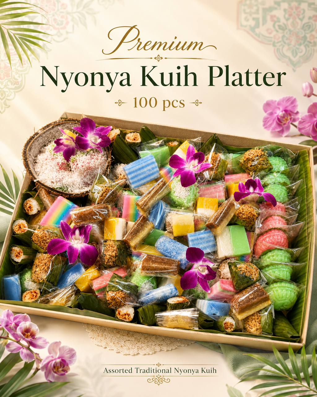 Premium Nyonya Kuih Platter – 100pcs
