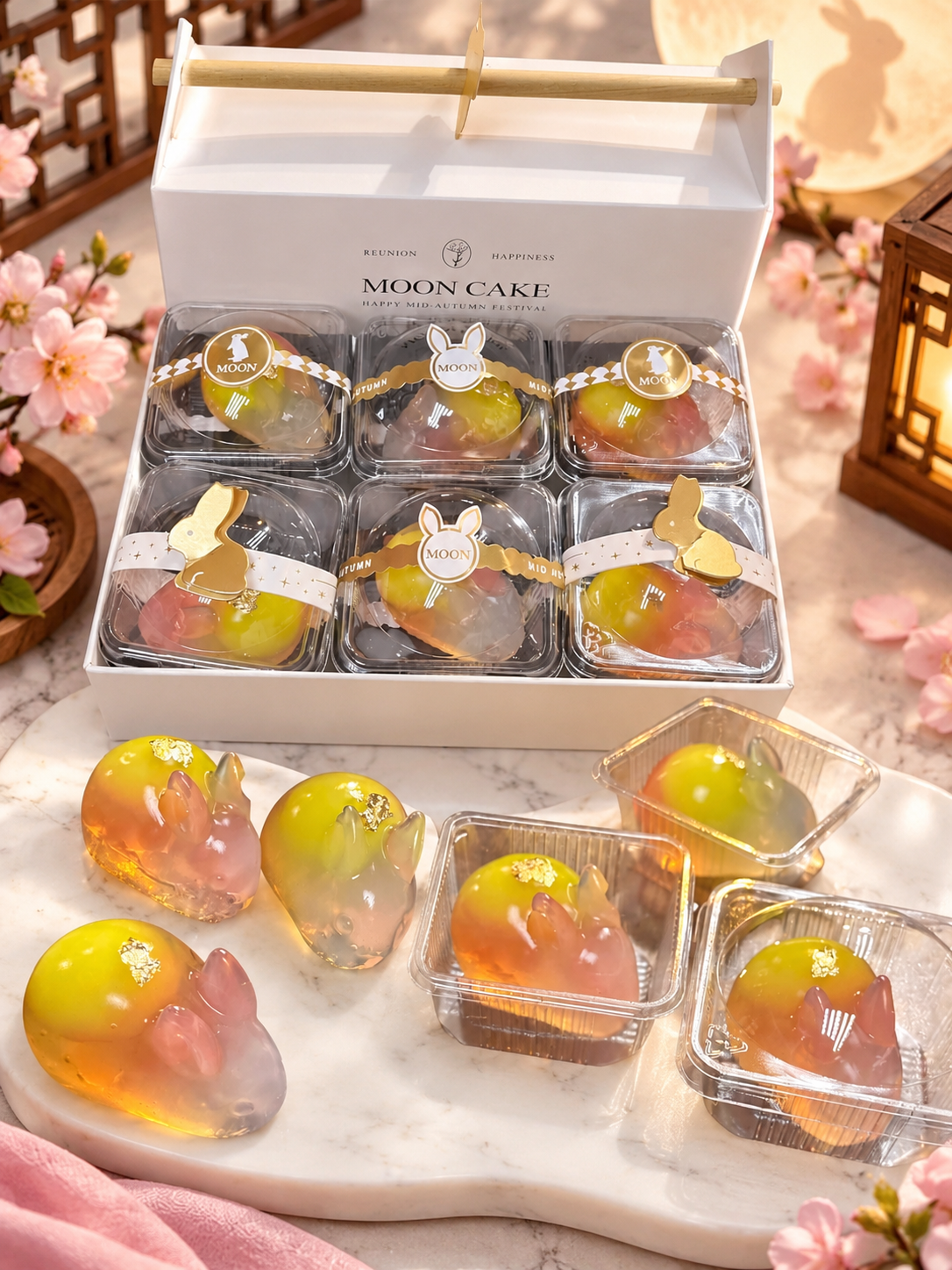 琉璃玉兔 · 水果燕菜月饼礼盒
Crystal Moon Bunny Jelly Mooncake Gift Box