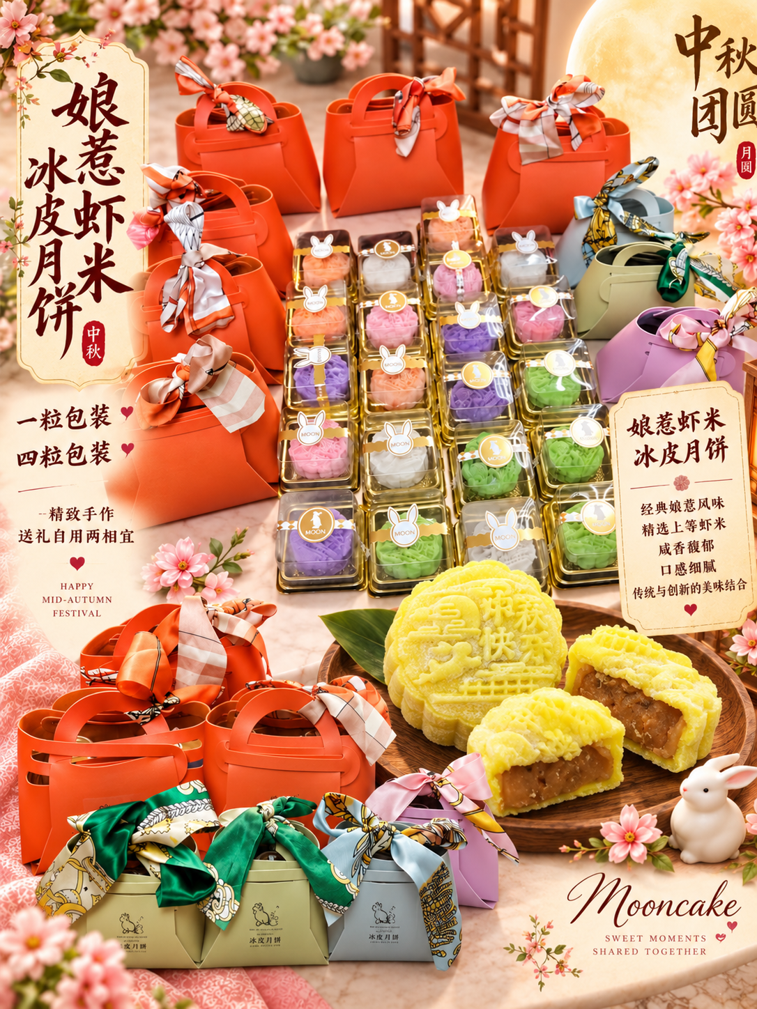 Nyonya Dried Shrimp Snow Skin Mooncake 娘惹虾米冰皮月饼(4pcs)