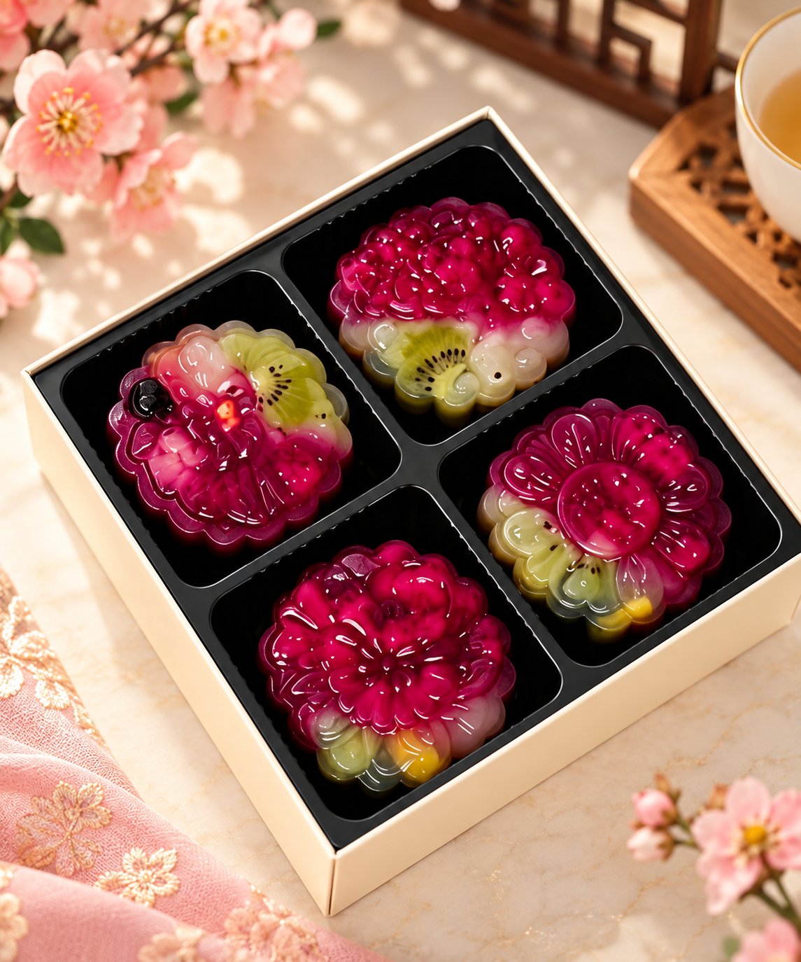 花漾果月 · 鲜果燕菜月饼
Blossom Fresh Fruit Jelly Mooncake